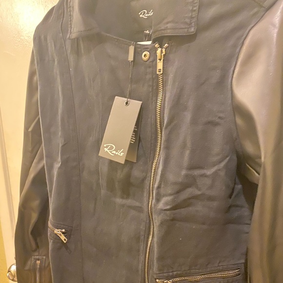 NWT Rails moto black faux leather mix size S - Picture 5 of 9